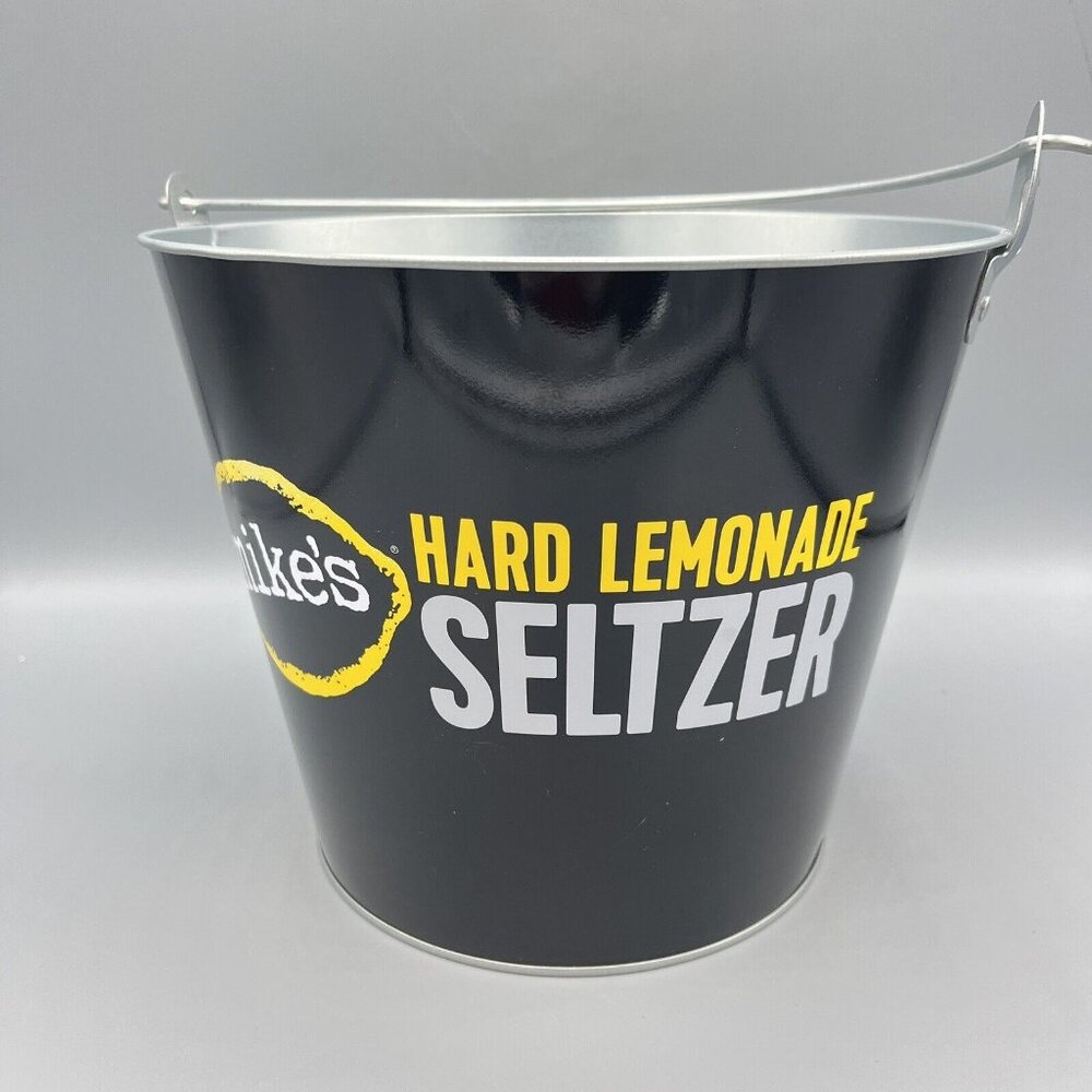 Mike's Hard Lemonade Seltzer Metal Ice Beer Bucket & Handle Ice Pail Drink Party